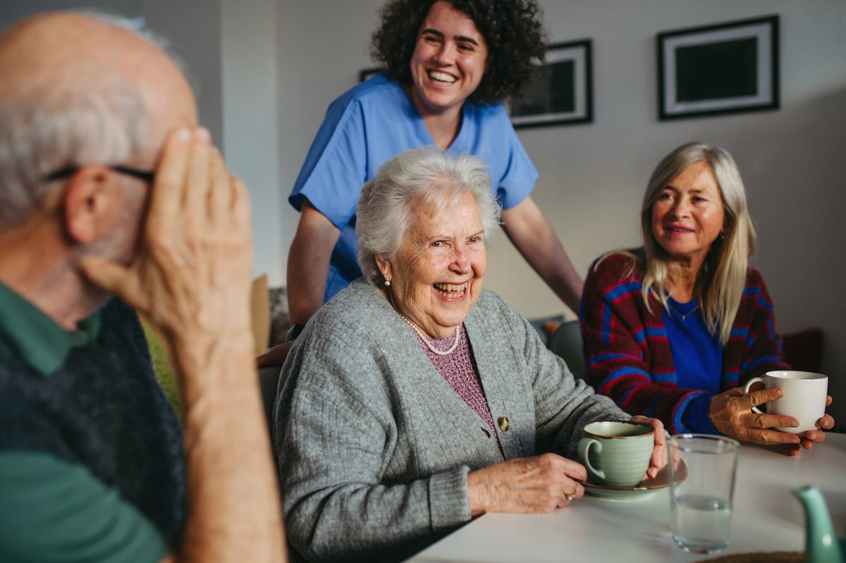 Seniors laughing and enjoying time together
